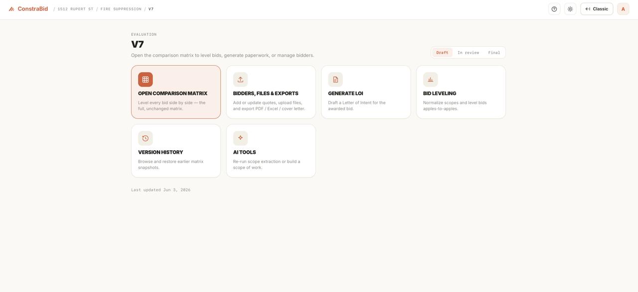 ConstraBid evaluation hub